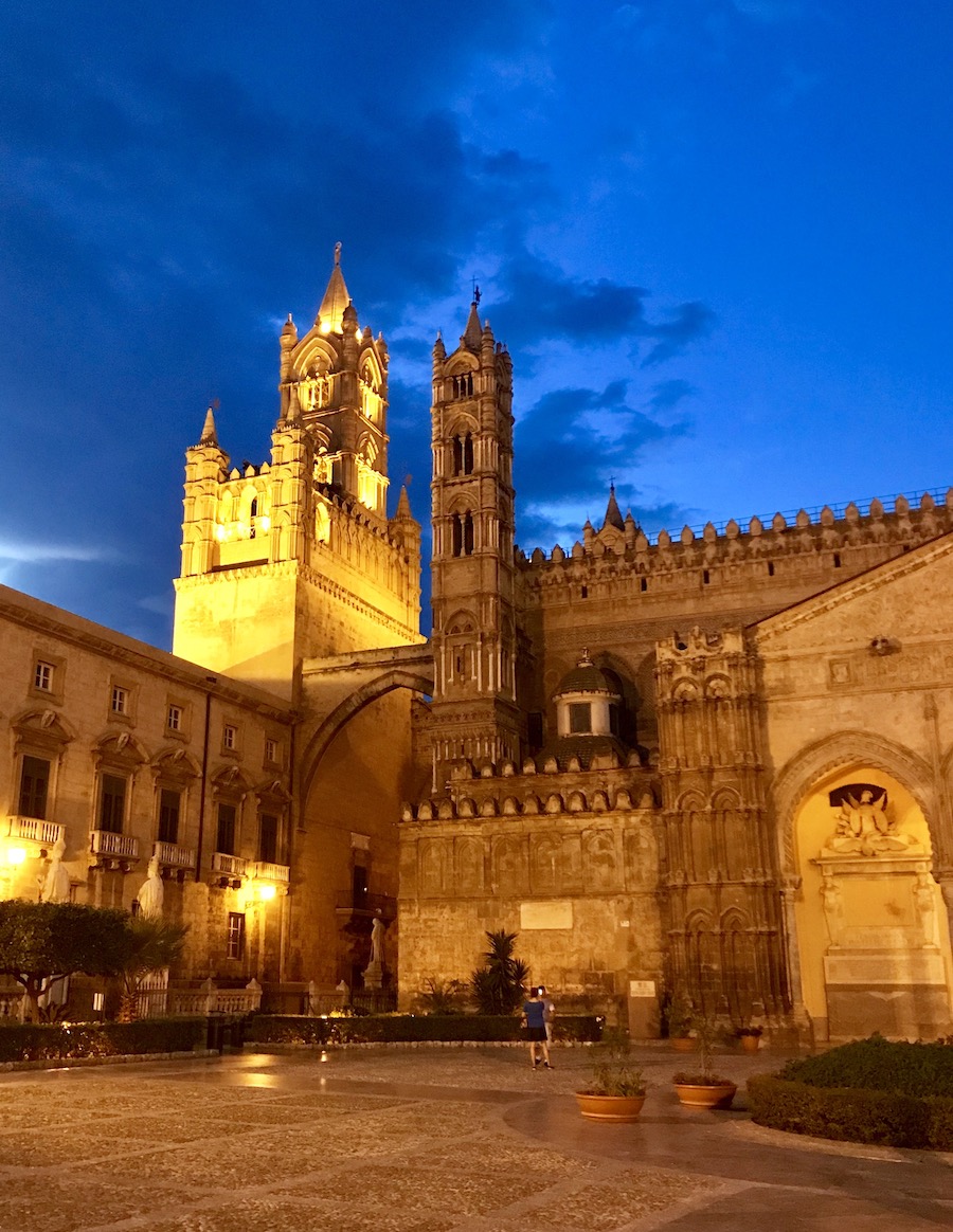 Palermo Cathedral by night
