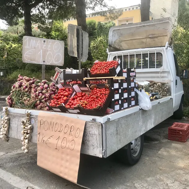 Veggies Seller on the Ape Car near Siracusa